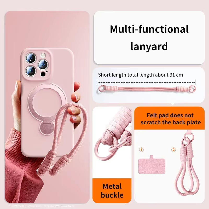 Capa de Silicone Líquido Magnética com Cordão para iPhone - Imagem 8