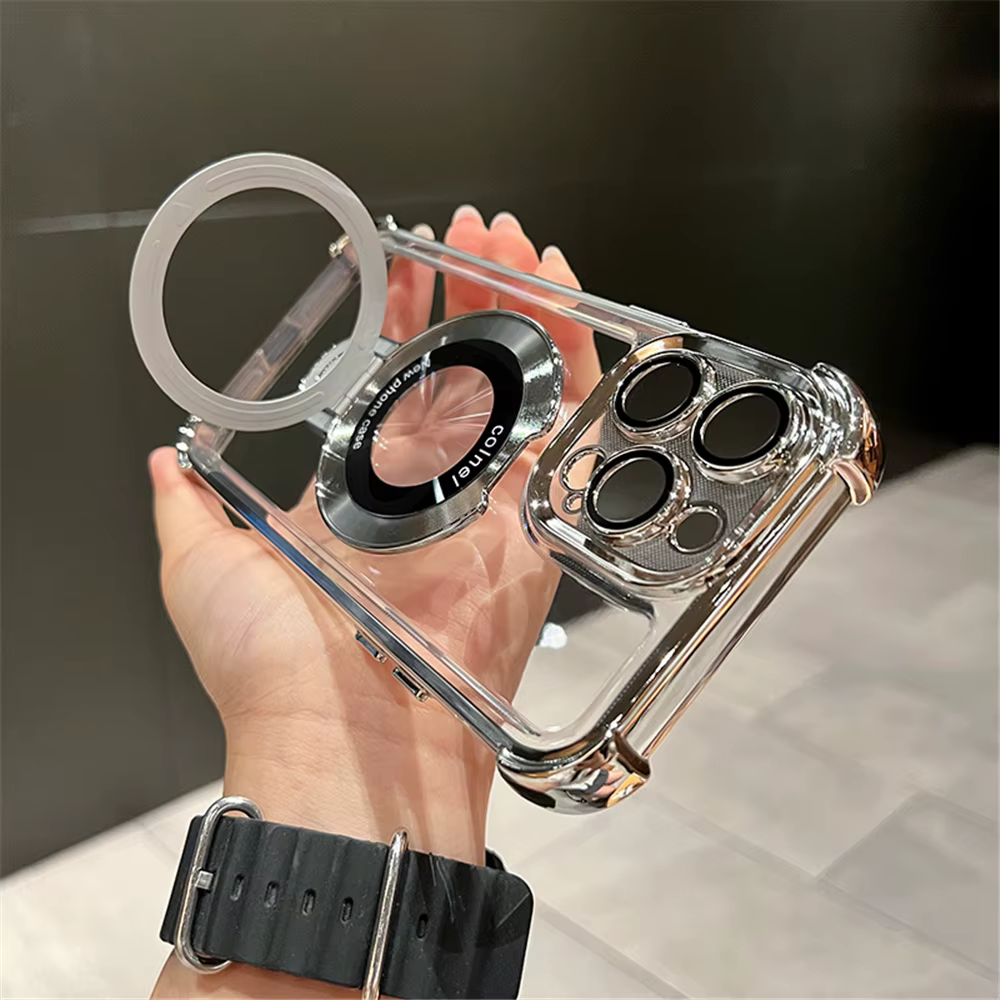 Capa Transparente com Suporte Metálico Dobrável para iPhone - Imagem 5