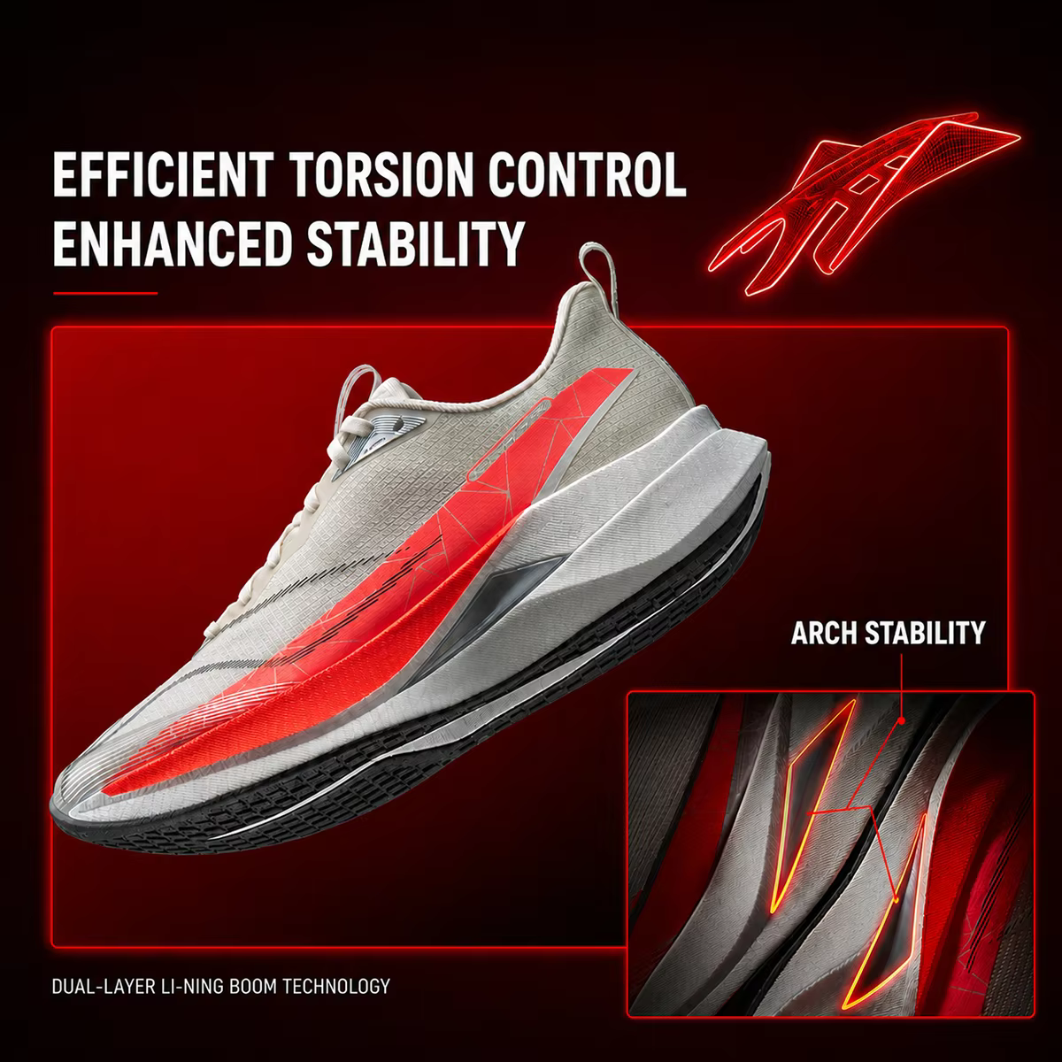Li-Ning RED HARE 9 PRO — Tênis de Corrida Masculino com Amortecimento BOOM (ARPW001-27H) - Imagem 3