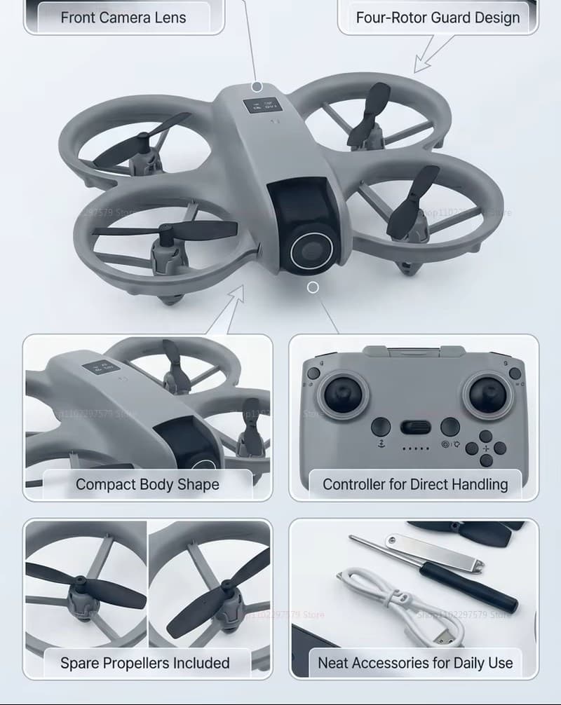 Mini Drone T3 com Câmera Dupla HD 180° e Motores Brushless - Imagem 4