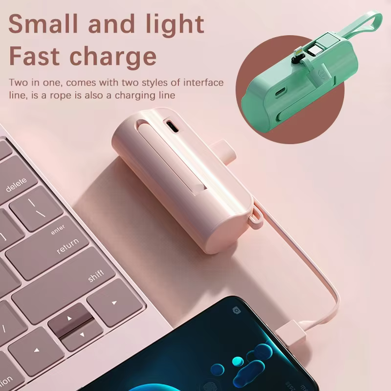 Power Bank Mini 10.000mAh com Cabo Integrado - Imagem 2