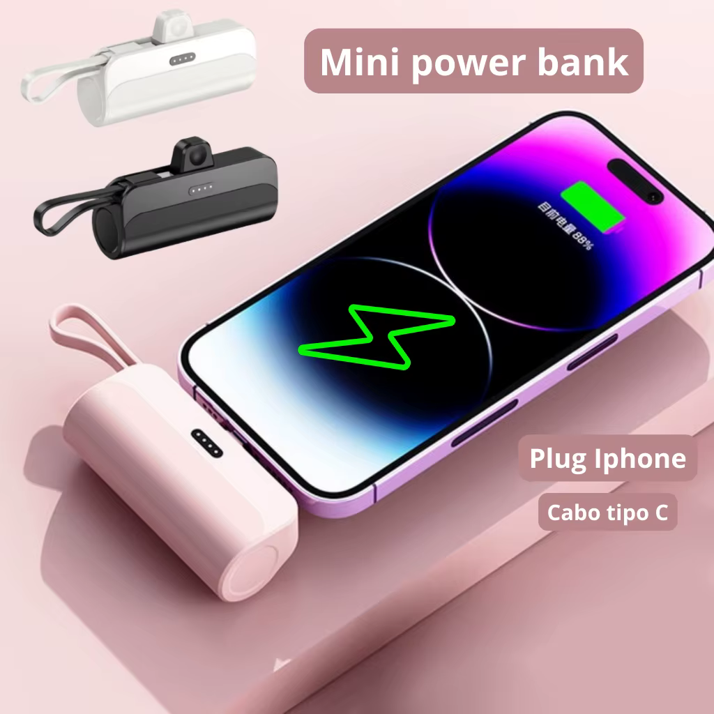 Power Bank Mini 10.000mAh com Cabo Integrado - Imagem 7
