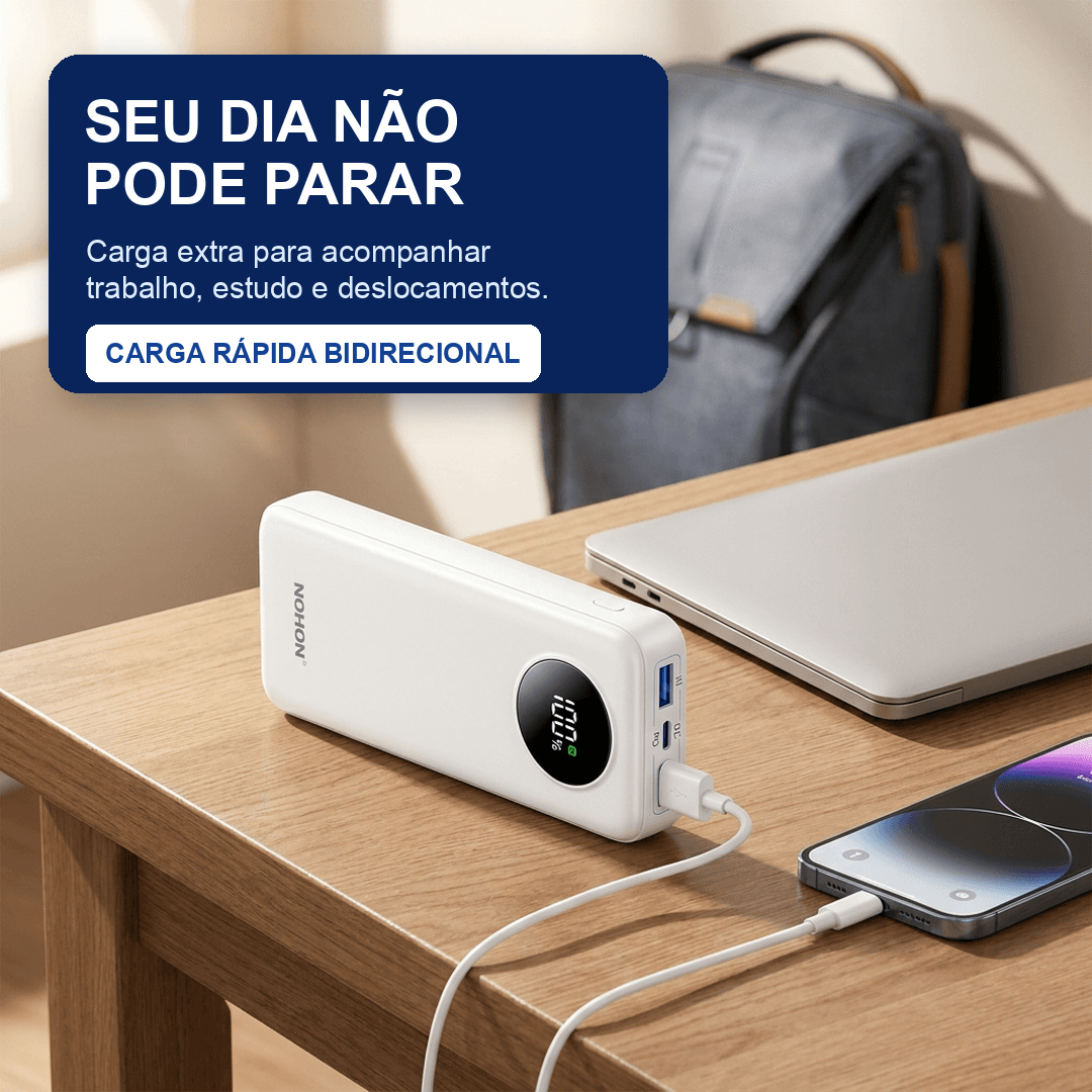Power Bank NOHON 10000mAh 23W com Display Digital - Imagem 2