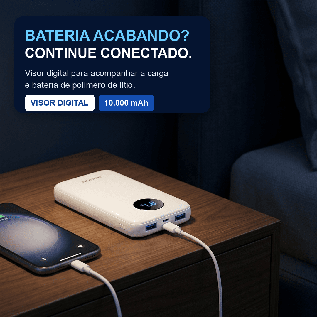 Power Bank NOHON 10000mAh 23W com Display Digital - Imagem 3