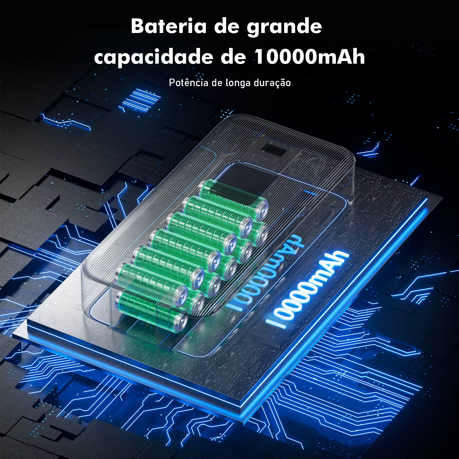 Power Bank Coibeu 10.000mAh 23W com Cabos Embutidos e Visor Digital - Imagem 4