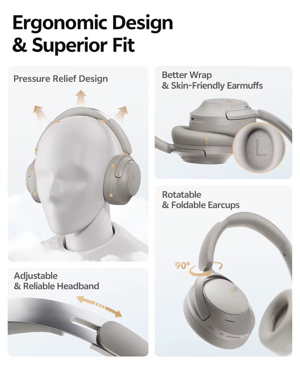 QCY H3S — Fone Over-Ear com ANC Adaptativo -56dB e Bluetooth 6.0 - Imagem 13