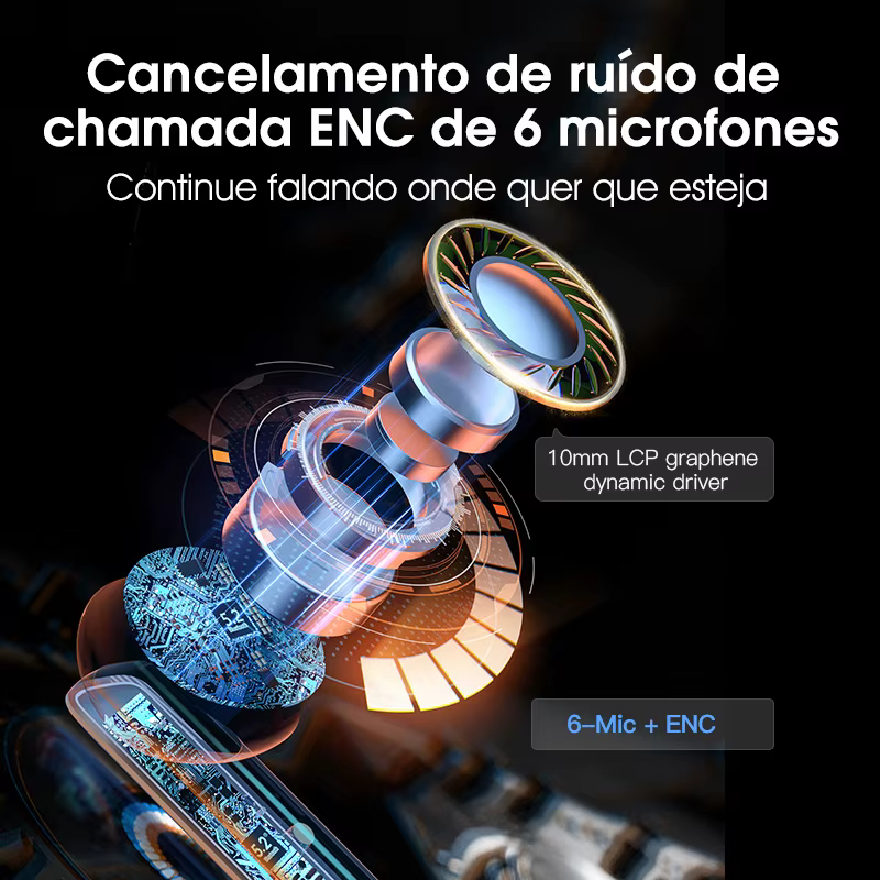 QCY HT05 MeloBuds — Fone Bluetooth com Cancelamento de Ruído ANC 40dB - Imagem 3